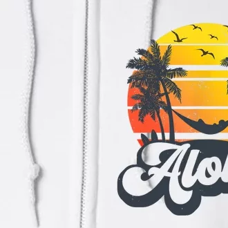 Aloha Hawaii Hawaiian Island Palm Trees Beach Vacation Full Zip Hoodie