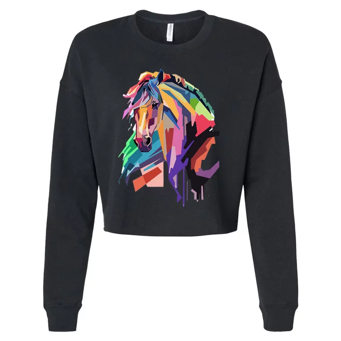 Awesome Horse Horseback Riding Equestrian Lovers Cropped Pullover Crew