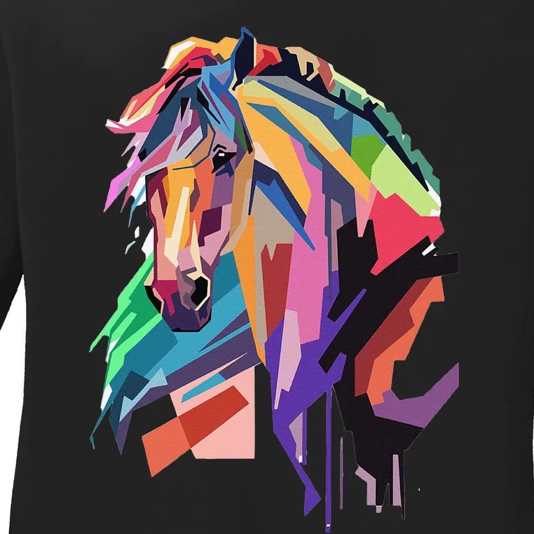 Awesome Horse Horseback Riding Equestrian Lovers Ladies Long Sleeve Shirt