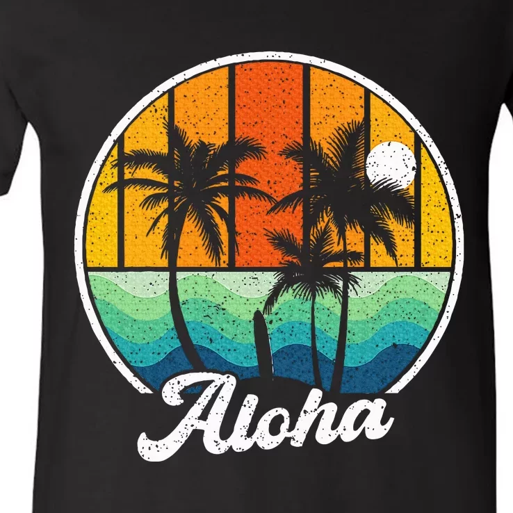 Aloha Hawaii Hawaiian Island Surf V-Neck T-Shirt