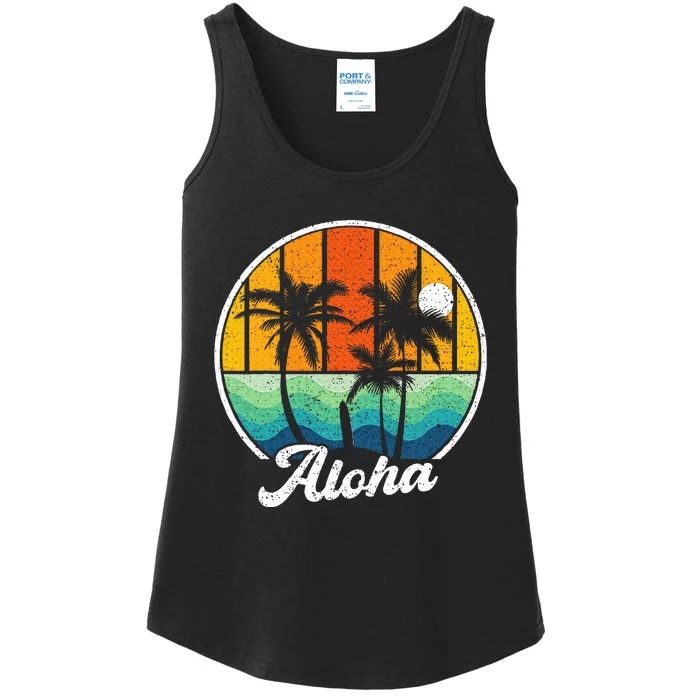 Aloha Hawaii Hawaiian Island Surf Ladies Essential Tank