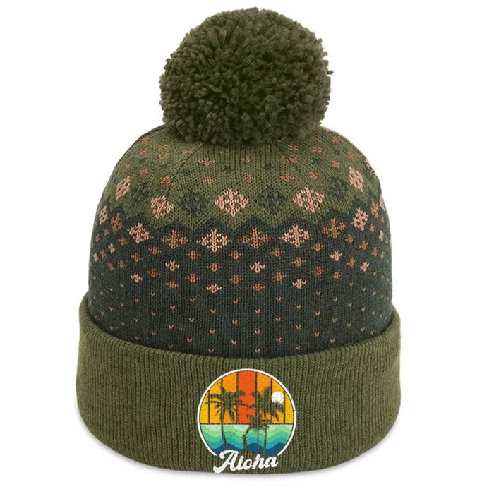 Aloha Hawaii Hawaiian Island Surf The Baniff Cuffed Pom Beanie