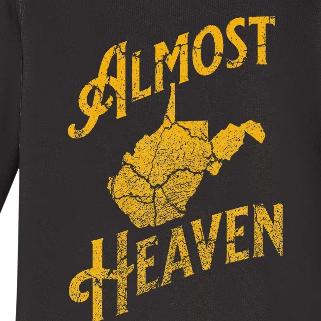 Almost Heaven Home West Virginia Map 304 Wv Baby Long Sleeve Bodysuit