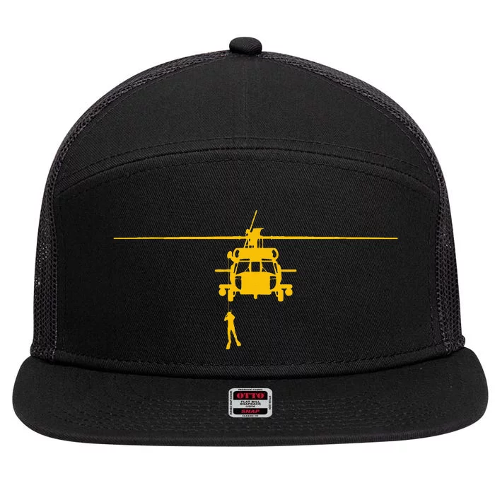 Awesome H60 Helicopter Search And Rescue 7 Panel Mesh Trucker Snapback Hat