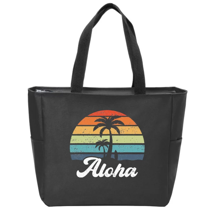 Aloha Hawaii Hawaiian Island Palm Beach Surfboard Surf Zip Tote Bag