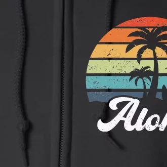 Aloha Hawaii Hawaiian Island Palm Beach Surfboard Surf Full Zip Hoodie