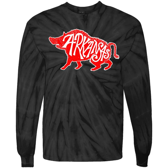 Arkansas Hog Hunting Animal Wild Boar Vintage Tie-Dye Long Sleeve Shirt