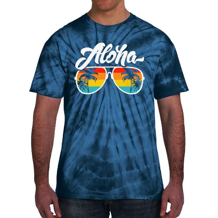 Aloha Hawaii Hawaiian Beach Summer Vacation Sunset Tie-Dye T-Shirt