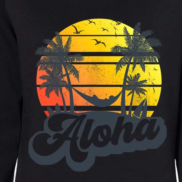 Aloha Hawaii Hawaiian Island Palm Trees Beach Vacation Womens California Wash Sweatshirt