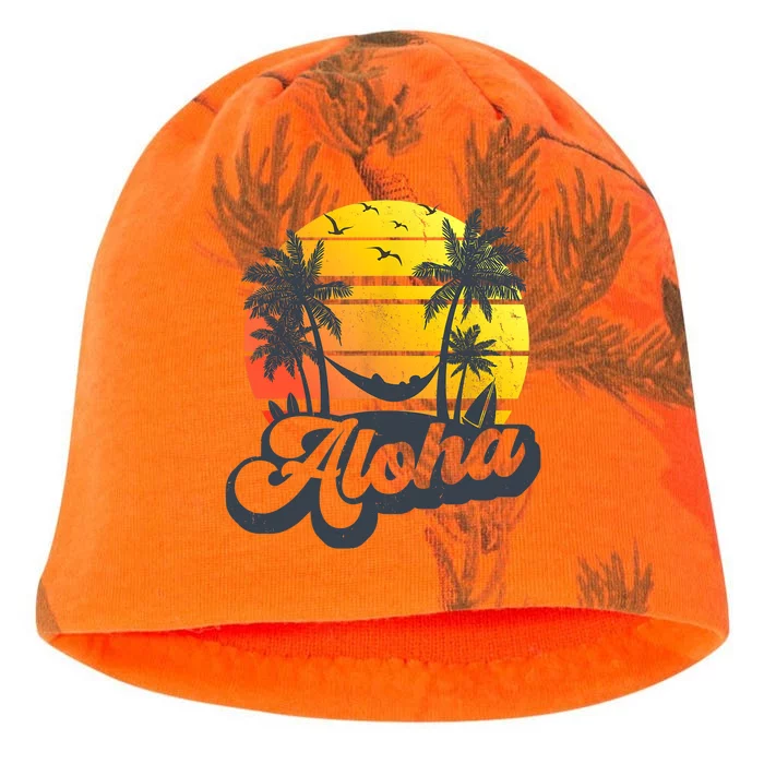 Aloha Hawaii Hawaiian Island Palm Trees Beach Vacation Kati - Camo Knit Beanie