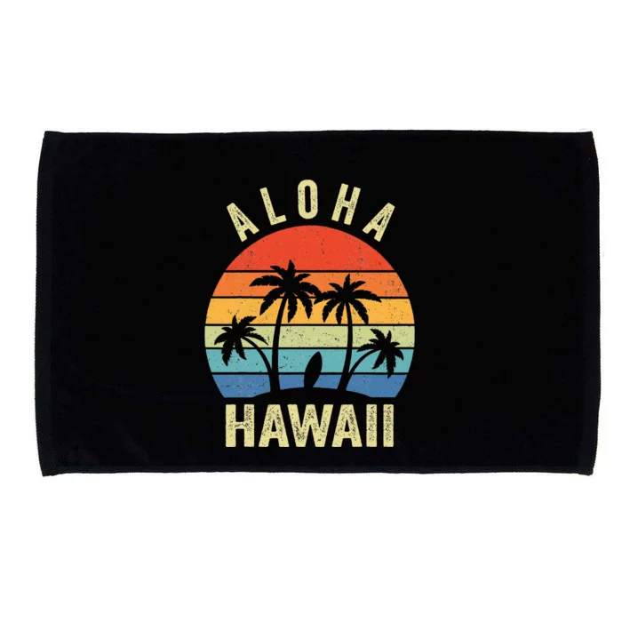 Aloha Hawaii Hawaiian Island Palm Beach Surfboard Microfiber Hand Towel