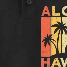 Aloha Hawaii Hawaiian Island Palm Beach Surfboard Surf Dry Zone Grid Performance Polo