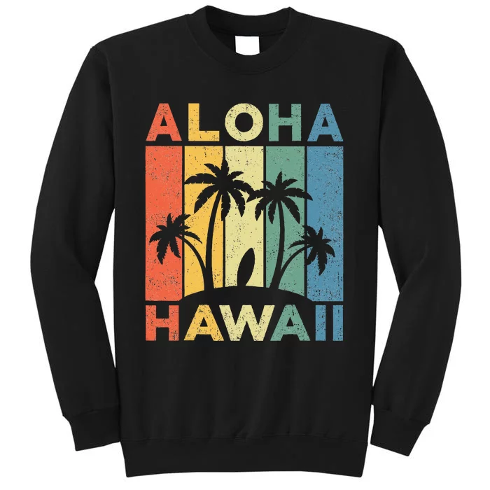 Aloha Hawaii Hawaiian Island Palm Beach Surfboard Surf Tall Sweatshirt