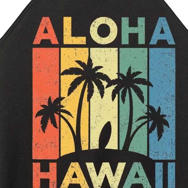 Aloha Hawaii Hawaiian Island Palm Beach Surfboard Surf Women’s Perfect Tri Rocker Tank