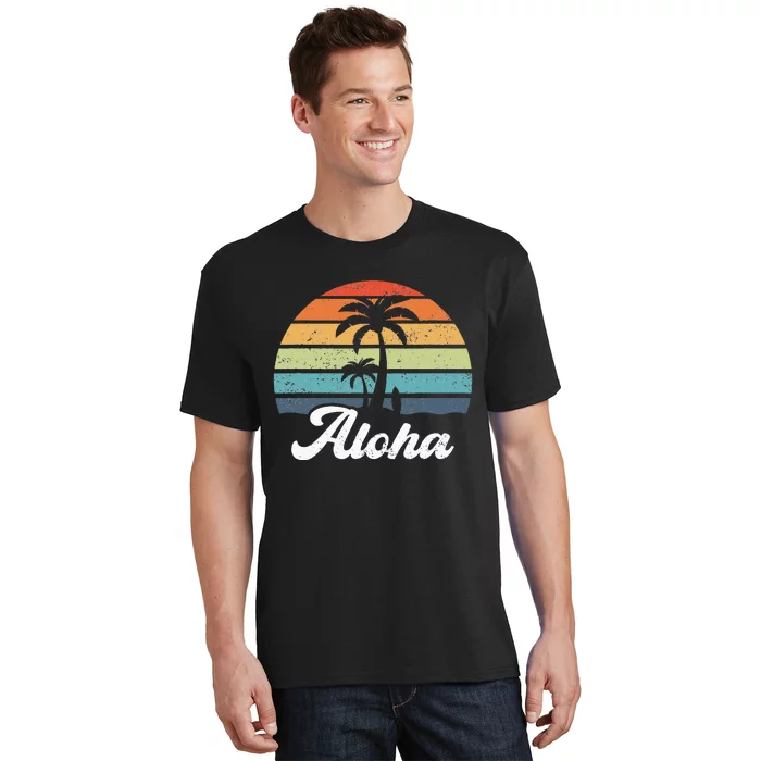 Aloha Hawaii Hawaiian Island Palm Beach Surfboard Surf T-Shirt