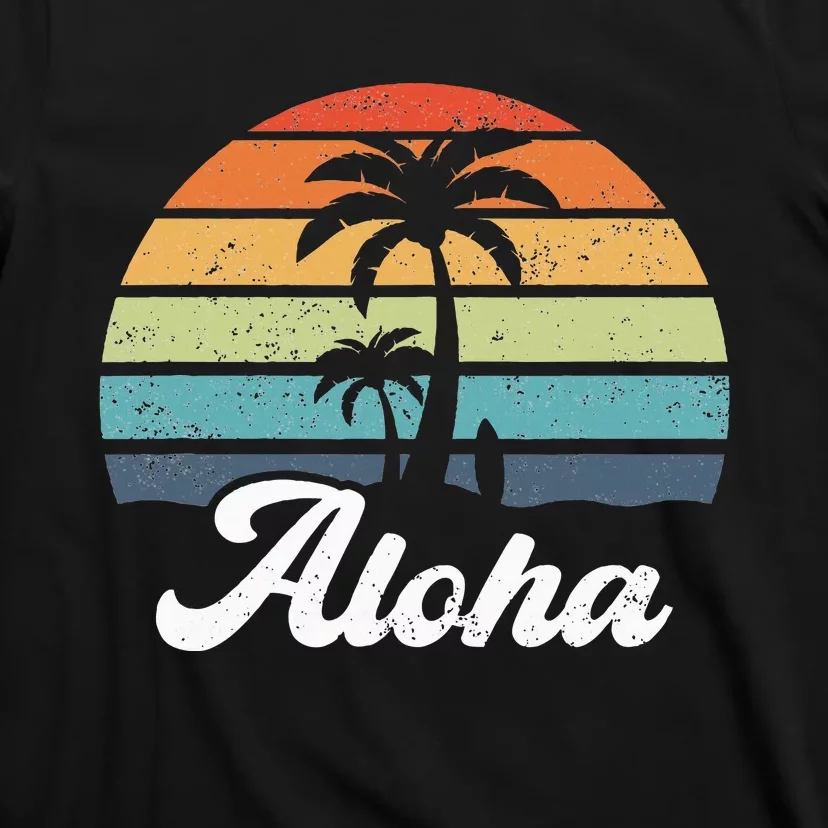 Aloha Hawaii Hawaiian Island Palm Beach Surfboard Surf T-Shirt