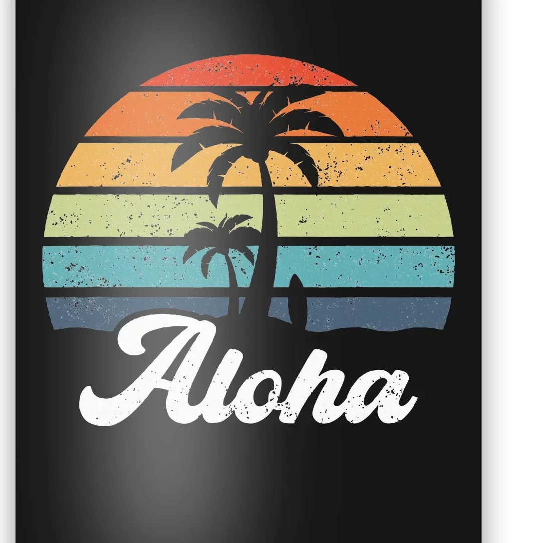 Aloha Hawaii Hawaiian Island Palm Beach Surfboard Surf Poster