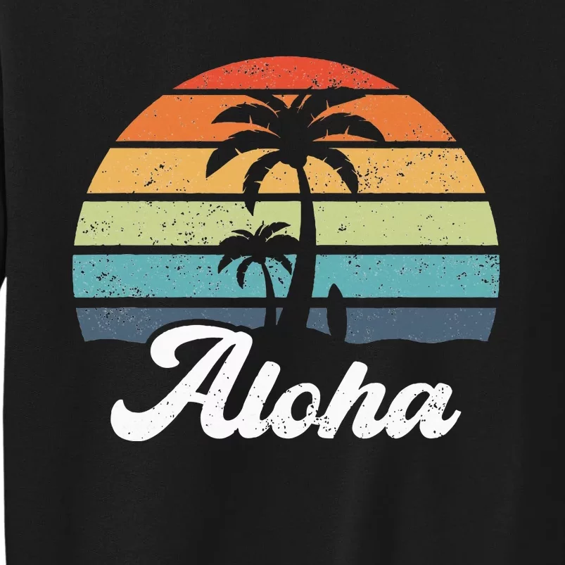 Aloha Hawaii Hawaiian Island Palm Beach Surfboard Surf Tall Sweatshirt