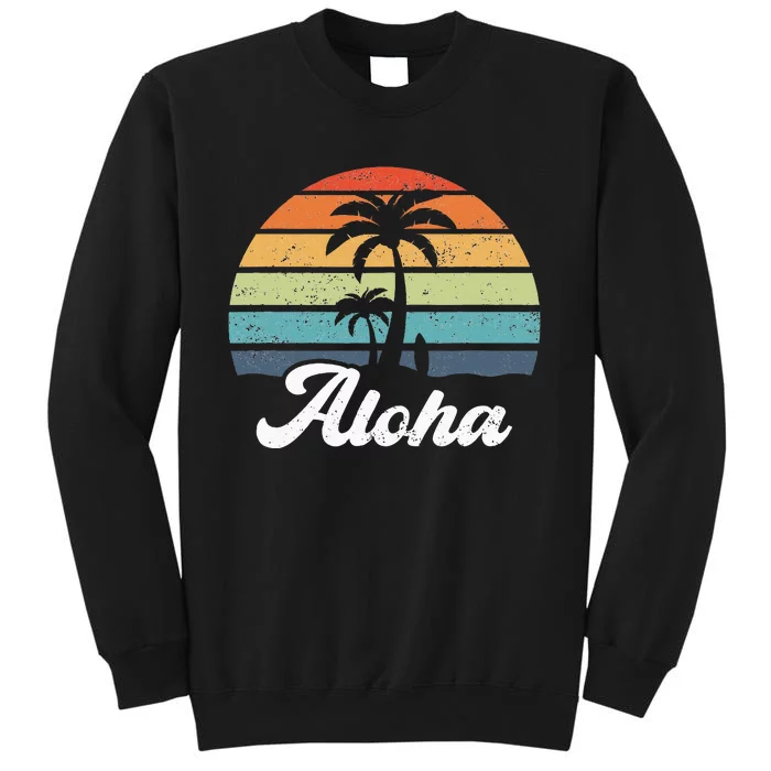 Aloha Hawaii Hawaiian Island Palm Beach Surfboard Surf Tall Sweatshirt