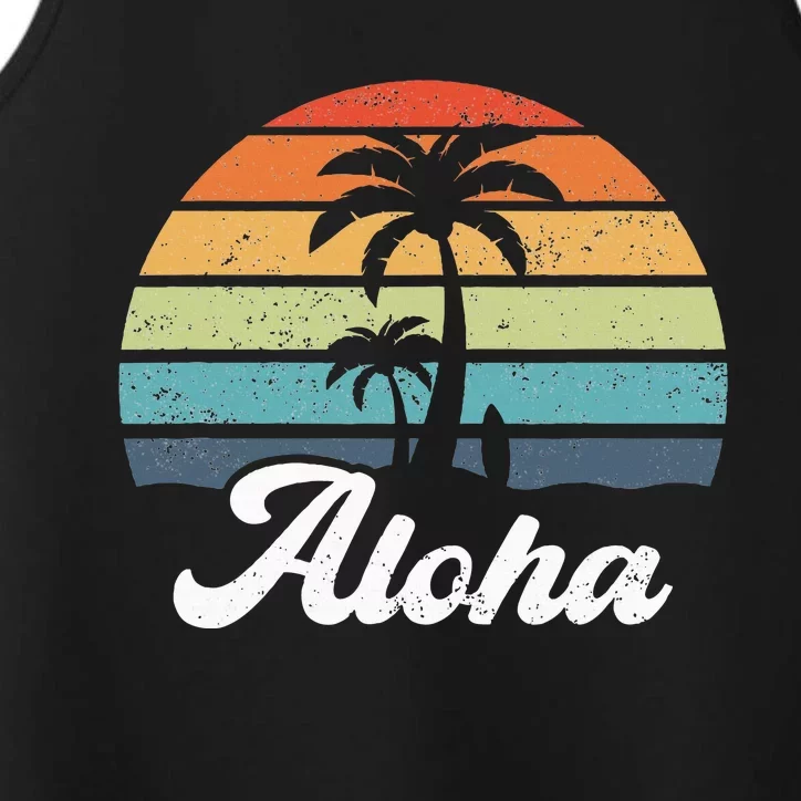 Aloha Hawaii Hawaiian Island Palm Beach Surfboard Surf Performance Tank