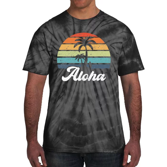 Aloha Hawaii Hawaiian Island Palm Beach Surfboard Surf Tie-Dye T-Shirt