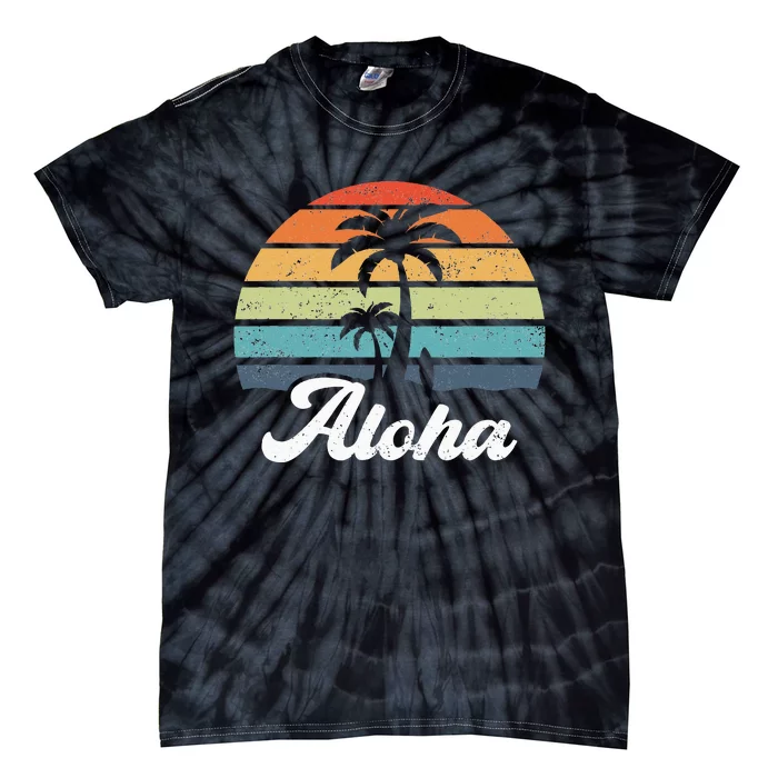 Aloha Hawaii Hawaiian Island Palm Beach Surfboard Surf Tie-Dye T-Shirt