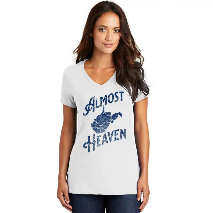 Almost Heaven Home West Virginia Map 304 Wv Women's V-Neck T-Shirt