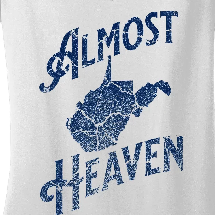 Almost Heaven Home West Virginia Map 304 Wv Women's V-Neck T-Shirt