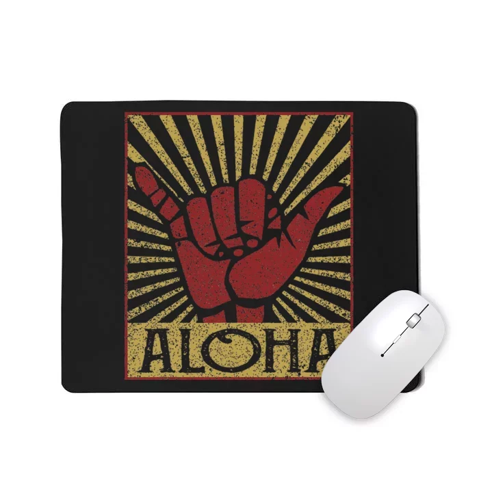 Aloha Hawaiian Hawaii Vintage Distressed Shaka Sign Mousepad