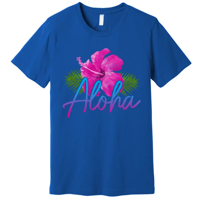 Aloha Hawaiian Islands Hawaii Surf Hibiscus Flower Surfer Cool Gift Premium T-Shirt