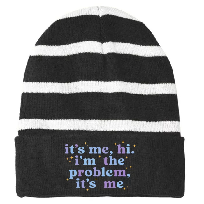 Anti Hero It's Me Hi I'm The Problem It's Me Taylor Lover Midnights Striped Beanie with Solid Band