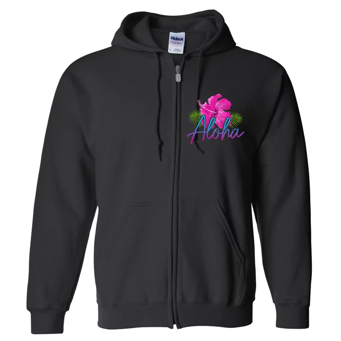 Aloha Hawaiian Islands Hawaii Surf Hibiscus Flower Surfer Full Zip Hoodie