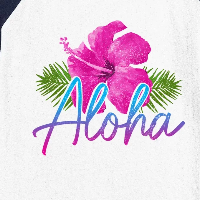 Aloha Hawaiian Islands Hawaii Surf Hibiscus Flower Surfer Great Gift Baseball Sleeve Shirt