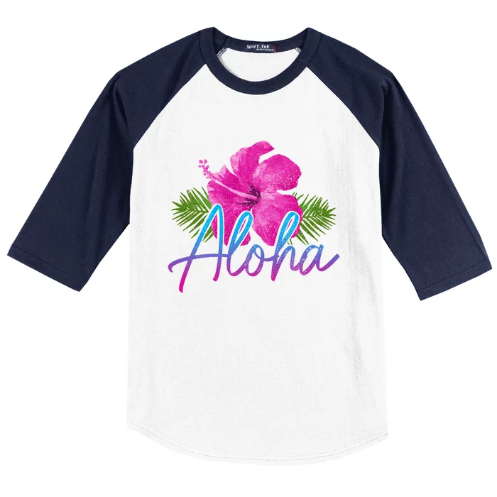 Aloha Hawaiian Islands Hawaii Surf Hibiscus Flower Surfer Great Gift Baseball Sleeve Shirt