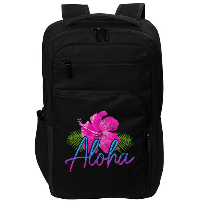 Aloha Hawaiian Islands Hawaii Surf Hibiscus Flower Surfer Impact Tech Backpack