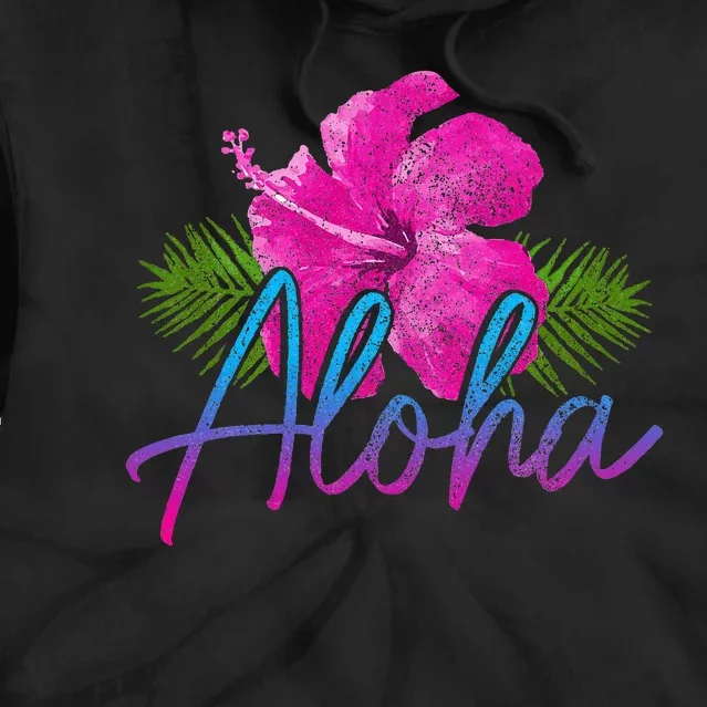 Aloha Hawaiian Islands Hawaii Surf Hibiscus Flower Surfer Tie Dye Hoodie