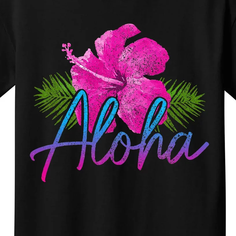 Aloha Hawaiian Islands Hawaii Surf Hibiscus Flower Surfer Kids T-Shirt