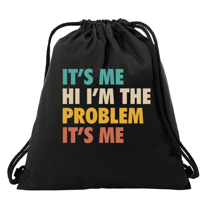 Anti Hero It's Me Hi I'm The Problem It's Me Retro Vintage Drawstring Bag