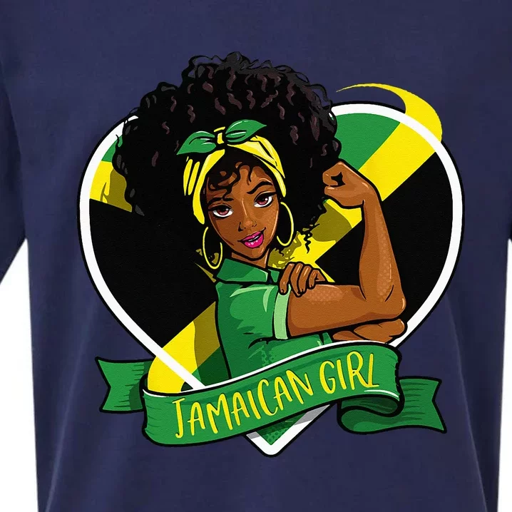 Afro Hair Jamaican Flag Women Black Melanin Jamaica Sueded Cloud Jersey T-Shirt