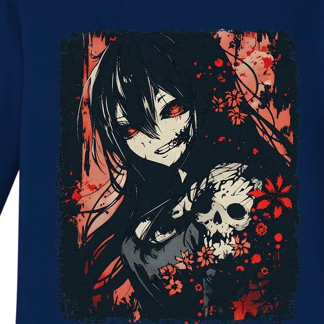 Anime Horroraesthetic Japanese Creepy Kawaii Goth Baby Long Sleeve Bodysuit