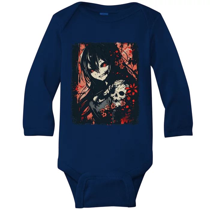 Anime Horroraesthetic Japanese Creepy Kawaii Goth Baby Long Sleeve Bodysuit