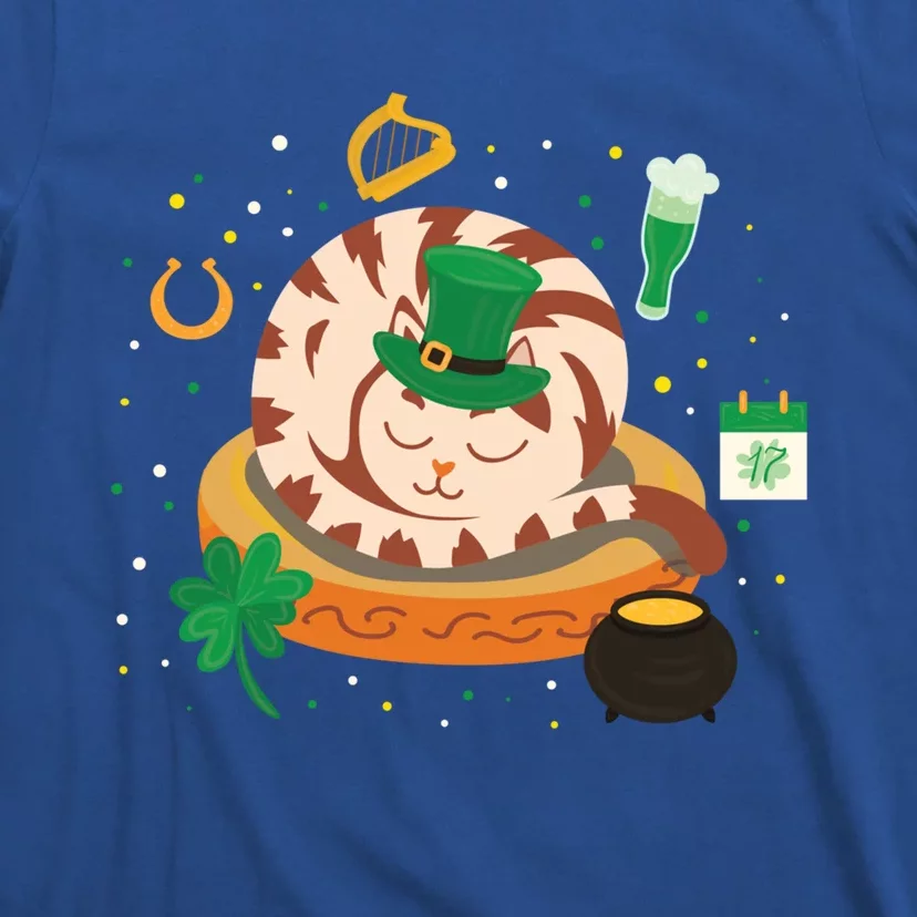 Adorable Holiday Kitten Sleepy Cat St Patrick's Day Gift T-Shirt