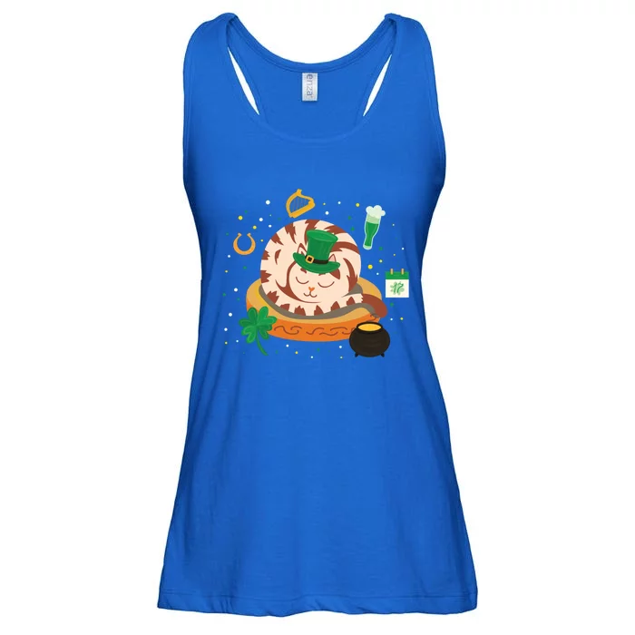 Adorable Holiday Kitten Sleepy Cat St Patrick's Day Gift Ladies Essential Flowy Tank