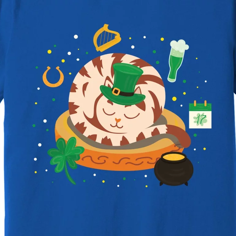 Adorable Holiday Kitten Sleepy Cat St Patrick's Day Gift Premium T-Shirt