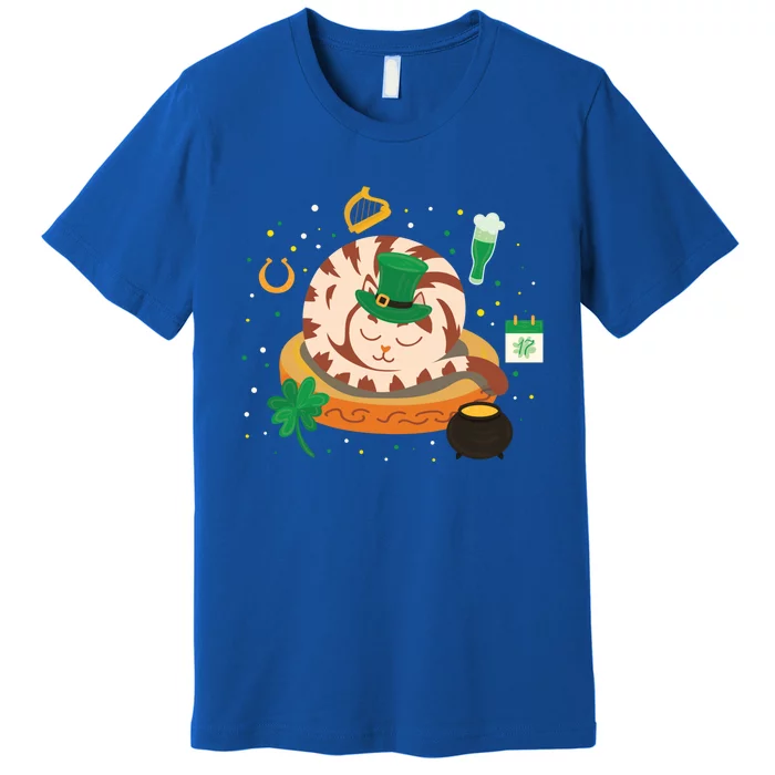 Adorable Holiday Kitten Sleepy Cat St Patrick's Day Gift Premium T-Shirt