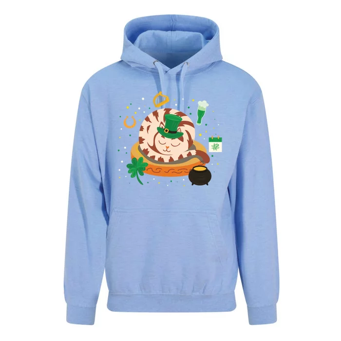 Adorable Holiday Kitten Sleepy Cat St Patrick's Day Gift Unisex Surf Hoodie