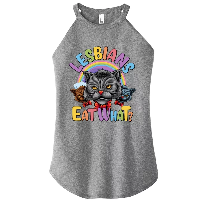 Adult Humor Lesbians Eat What Pussy Cat Funny Lgbt Pride Gift Women’s Perfect Tri Rocker Tank