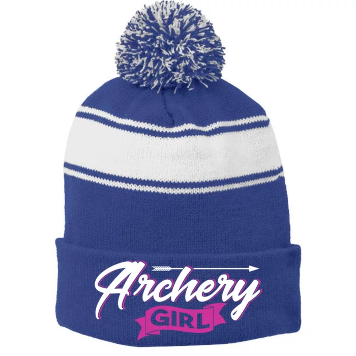 Archery Hunting Lover Athletic Bow Hunting Archer Arrow Gift Stripe Pom Pom Beanie