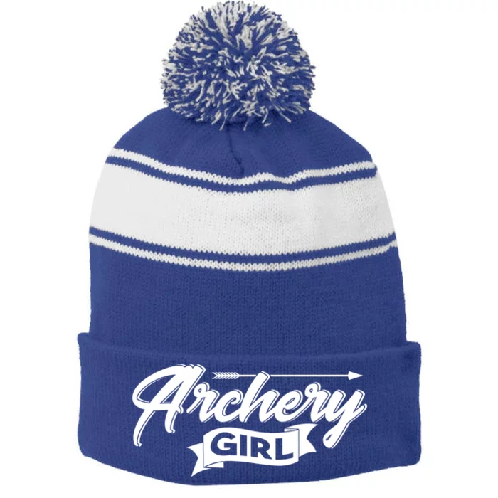 Archery Hunting Lover Athletic Bow Hunting Archer Arrow Cute Gift Stripe Pom Pom Beanie