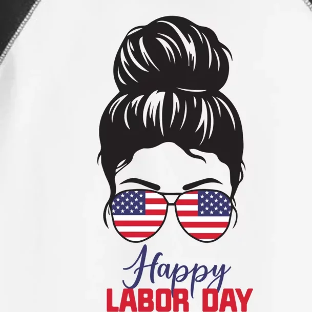 American Happy Labor Day Messy Bun Hair Gift Toddler Fine Jersey T-Shirt